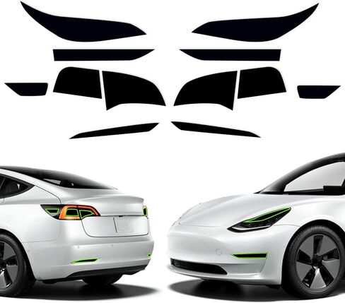 Precut Light Cover Tint Film Fit for Tesla Model 3 Headlight Eyelid Taillight Tail Light Reflector with Gloss Dark Smoke Wrap Overlay Accessories in Saudi Arabia