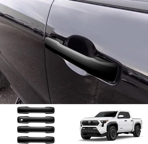 2024 2025 Tacoma Door Handle Covers for Tacoma Durable Anti-Scratch Exterior Decoration Gloss Black in Kuwait