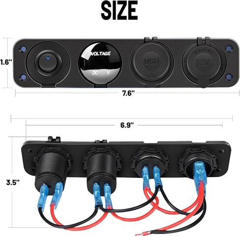 لوحة 4-in-1 ON/OFF مع نوع PD C و QC 3.0 USB Socket Light Socket LED Voltmeter 12V 24V لوحة ، مناسبة للسيارات والشاحنات و RVS واليخوت in Saudi Arabia