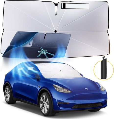 Windshield Sun Shade Umbrella: for Tesla Model3-2016-2023 2024 2025 Model 3 Highland- Front Car Window Shades - Foldable Tesla Model-3 Sunshades Block UV Keep Cool in Saudi Arabia