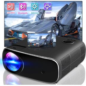 Projector with WiFi and Bluetooth, Native 1080P Bluetooth Projector 4K Supported, 800 ANSI Lumens Outdoor Movie Projector, Home Theater Projector Compatible with Smartphone,TV Stick,Xbox,PS5