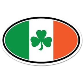 2pcs Shamrock Ireland USA Irish American Flag, 5 inches - Irish Car Bumper Sticker, Truck, Wall, Laptop, Cell, Sticker for Windows
