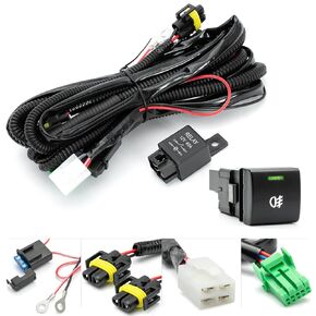 H11 H8 Fog Light Wiring Harness for J'eep 2009-2018 Wrangler JK w/OEM Style ON/Off Switch Kit & 40A 4-Pin Relay Fog Lamps Socket Wire Connector for LED Fog Driving Lights in Saudi Arabia