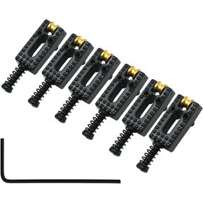 6 Roller Guitar Bridge Saddles, 10.5mm Guitar Tremolo Saddles Modern Style for Fender Strat Tele Electric Guitar Replacement, Chrome