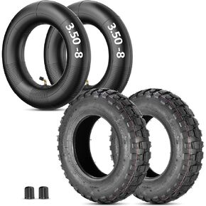 RUTU 3.50-8 Tire with Inner Tube -fit Monkey Bike Z50 Z50A Z50R Z50RD MT50 Mini Trail & Off-Road Bikes - TR87 Bent Valves - Anti-Explosion & Puncture-Proof Inner Tubes