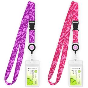 Cruise Lanyard for Ship Cards, 2-Pack Cruise Ship Lanyard with ID Holder, Retractable Badge Reel, Waterproof Cruise Key Card Holder, and Quick Release Buckle, Teal and Blue Set