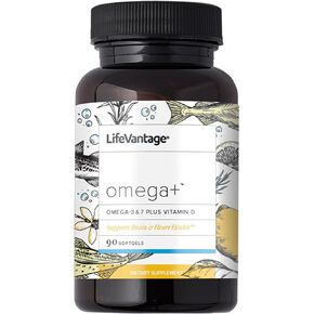 LifeVantage Omega+ Supplement, 90 Softgels, Powerful 3-in-1 Blend of Omega-7, Vitamin D and Omega-3 Supplement. Support Brain Health, Cardiovascular Health, Skin Health, and The Immune System*