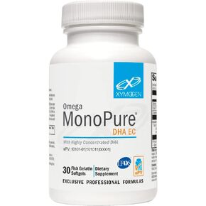 XYMOGEN Omega MonoPure DHA EC - Highly Concentrated DHA Fish Oil - Omega-3 Supplement for Cardiovascular, Immune + Cognitive Support (30 Softgels)