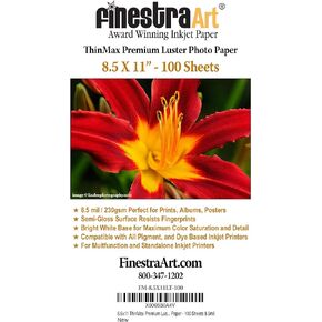 8.5" X 11" ThinMax Premium Luster Inkjet Photo Paper - 100 Sheets