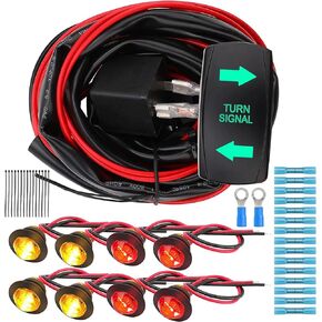 ATV UTV RZR Street Legal Kit متوافق مع Polaris RZR Ranger Turbo Can-am مع مفتاح إشارة الانعطاف المتأرجح جنبًا إلى جنب، ضوء إشارة الانعطاف المتعري سلك تسخير عمودي بإضاءة خلفية خضراء