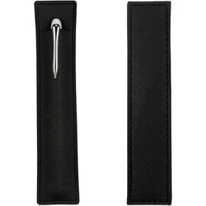 2 Pack Leather Pen Pouch Sleeve, Single Fountain Pen Holder Case, Protective Cover Organizer for Stylus Touch Ballpoint, Pencils (Black)