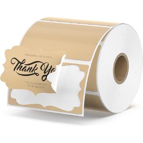 MUNBYN 2.5"x1.5" Brown Thermal Label Stickers, Personalized Christmas Gift Wrapping Sticker Thermal Printer Sticker Labels, Custom Logo/QR/Barcode/Name/Price/Thank You Stickers for Small Business