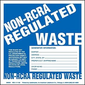 ملصق نفايات Labelmaster BWMTL غير خاضع للتنظيم RCRA مع معلومات المولد، PVCF الحراري (عبوة من 100)، 6 × 6 بوصة
