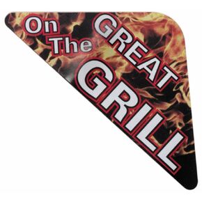 "Great On The Grill" Corner Style Label Grocery Store Labels White Imprint with Flame Graphics - 4 1/4"L x 1 5/8"H 500 Per Roll