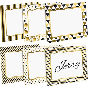 240 Pcs Gold Name Tags Self Adhesive Name Sticker Sticky Labels Gold Tags Sticker Labels Name Badge for Themed Party School Office Home Gift Boxes, 3 x 3 Inch(Multi Style)
