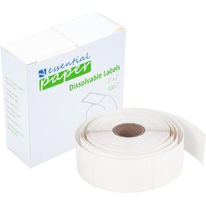 ESSENTIAL 500 Dissolvable Food Labels, 1 x 2 Inch Blank White Dissolvable Canning Labels for Food Storage, Food Containers, Mason Jars, Freezer(1 Roll - 500 Labels)