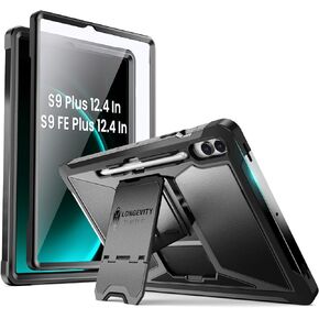 ZtotopCases for Samsung Galaxy Tab S9 FE Plus/S9 Plus 5G Case 12.4 Inch, Built-in Screen Protector/S Pen Holder/Kickstand, Full-Body Dual Layer Shockproof Protective Cover for Tablet S9 FE+/S9+, Black in Kuwait