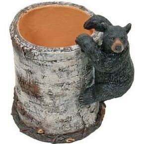 Black Bear Cub Climbing a Birch Pen Pencil Holder Cup, 4.25-inch
