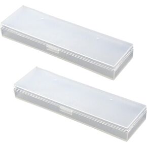 T Tulead White Plastic Pencil Boxes Stationery Box Storage Case Pack of 2 for Pencil,Pen,Ruler