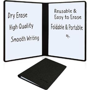 SOTER Small Dry Erase White Board, Mini Desktop Whiteboard, Double Sided, Portable, Foldable, Dry Erase Notebook, Ideal for Homeschooling Office and Travl (Denim Blue)