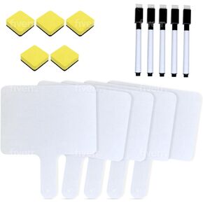 Dry Erase Paddles, Classroom Pack - Auction Paddles - dry erase markers - double sided paddles - white Board Paddles (5-pack with 5 markers and 5 erasers)