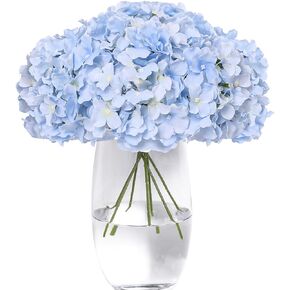Tifuly Hydrangea Artificial Flowers with Stems 12pcs Fake Hydrangea Silk Flowers Faux Hydrangea Flowers Heads for Office Home Party Wedding Centerpiece DIY Floral Decor (Sky Blue)