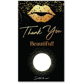 50 Black Gold Lips Blank Gift Certificate Scratch Off Cards Vouchers for Small Business Restaurant, Spa Beauty Makeup Hair Salon, Christmas Birthday Holiday, Wedding Bridal Baby Shower Favors Games