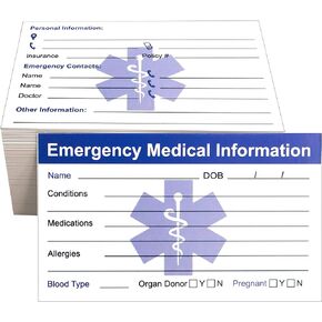 RXBC2011 Emergency Medical Information Card (BLUE-100PCS)