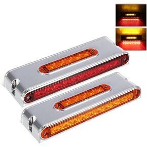 Partsam 2Pcs 12" Double Face Stop Turn Tail Light Bar Chrome with Side Marker Indicator Lights 55 LED, 12 Inch Triple Face Led Trailer Light Bar Surface Mount, 12" Double Face Auxiliary Light Bar