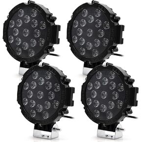 ANTOM 7" 51W Led Tractor Work Lights, 12V Round Off-Road Driving Flood Lights for Tractor, Trailer Cargo, Jeep Wrangler, Tow Truck