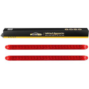 Partsam 2PC Red 17" 23 LED Light Bar Stop Turn Tail Third 3rd Brake Light Trailer Center Light Bar Car Truck Cargo Trailer Toy Hauler Trailer Tail Light Bar Surface Mount Waterproof
