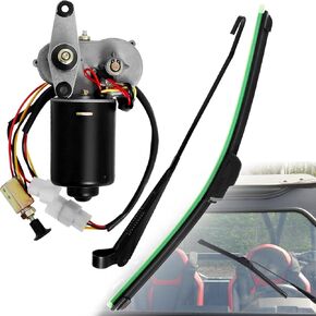 Wadoy UTV Windshield Wiper Kit 12V Compatible with Polaris Ranger RZR 800/900 / 1000, Electric 90 Degree Windshield Wiper Motor & Universal UTV Windshield Wiper Kit 16" Wiper Blade