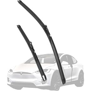 شفرات ممسحة Tesla Model X 2015-2023 مع غسيل متكامل، شفرات ممسحة للزجاج الأمامي/الزجاج الأمامي من السيليكون مقاس 28 بوصة + 18 بوصة قابلة للاستخدام في جميع المواسم، مجموعة ملحقات المعدات الأصلية مكونة من قطعتين in Kuwait