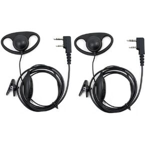 abcGoodefg 2 Pin D Shape Security Clip-Ear Earphone Headset for Retevis Kenwood PUXING BF UV5R UV82 888S H777 Radio with PTT MIC (20 Pack)