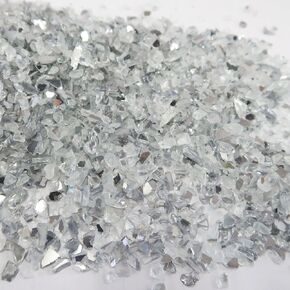Mirror Crushed Glass Chips Vase Filler, Irregular 2-4mm Bulk Broken Glass Pieces Small Mirrors for DIY Resin Art Crafts Vase Filler Home Decoration - 0.9LB