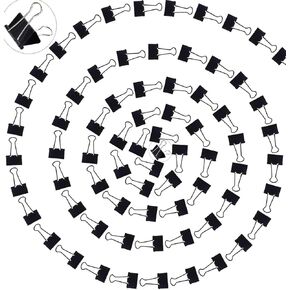 Medium Binder Clips, 72Pack, 1inch, Black Paper Binder Clips, Medium Paper Clips, Office Clips, with Storage Container for Office, Home, School