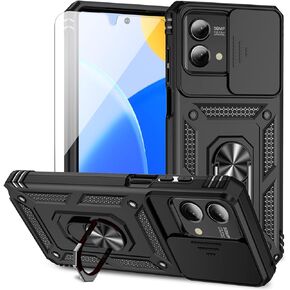 for Moto G Stylus 5G 2023 Case with Slide Camera Cover HD Screen Protector [Military Grade Drop Tested] Magnetic Ring Holder Kickstand Protective Phone Case for Motorola Moto G Stylus 5G 2023, Black