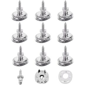 Boat 1/2" Lift Dot Fasteners Marine Tarp Canvas Lift The Dot Socket, Clinch Plate & 1/2 inches Wood Screw Stud, Grade Stainless Steel Caravan Covers Snaps Fasteners (Set of 10)