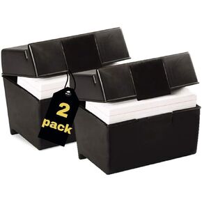 1InTheOffice Index Card Box 4x6 Index Card Holder 400 Capacity (2 Pack)