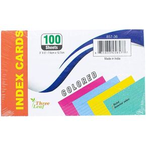 Craft County 3 Inch x 5 Inch Ruled Index Cards – Study, Record, and Prepare – 100 Cards (1 Pack) – Assorted Colors