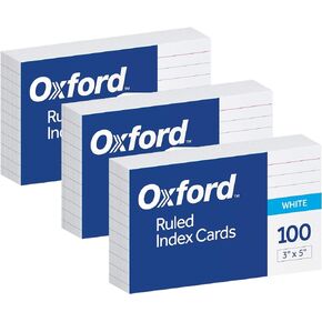 Oxford Ruled Index Cards, 3 x 5, White, 100 Per Pack (40136), Pack of 3 in Kuwait
