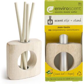 Enviroscent Non-Toxic Air Freshener for Home (Rainwater & Bamboo) Essential Oil Diffuser | Air Freshener + Room Freshener | Home Fragrance Last Over 30 Days | 1 Mango Wood Stand & 1 Scent Stix Refill