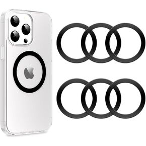 OQTIQ for MagSafe Sticker (6 Pack) - Magnetic Ring for Phone Case Compatible with MagSafe Accessories & Wireless Charging iPhone 15/14/13/12 Pro Max Mini, Galaxy Series and Phone Cases