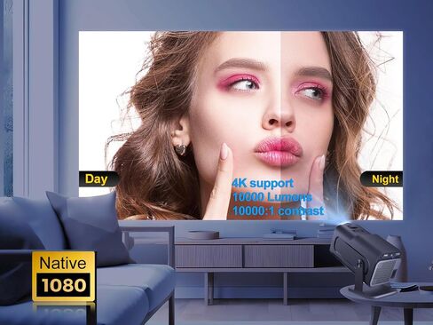 جهاز عرض صغير محمول مع نظام التشغيل Android 11OS، جهاز عرض ذكي أصلي 1080 بكسل مع تقنية WiFi 6 وBT5.0 يدعم شاشة 4K مقاس 150 بوصة للمسرح المنزلي في الهواء الطلق in Kuwait