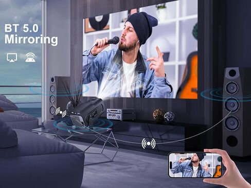 جهاز عرض صغير محمول مع نظام التشغيل Android 11OS، جهاز عرض ذكي أصلي 1080 بكسل مع تقنية WiFi 6 وBT5.0 يدعم شاشة 4K مقاس 150 بوصة للمسرح المنزلي في الهواء الطلق in Kuwait