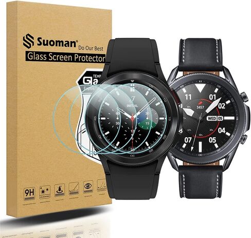 Suoman 4-Pack for Samsung Galaxy Watch 3 45mm Screen Protector, Tempered Glass Screen Protector for Galaxy Watch 3 45mm (2020)[Anti-Scratch] [2.5D 9H Hardness] in Saudi Arabia