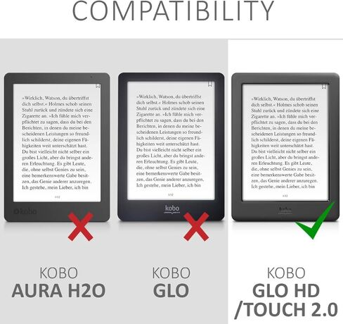 kwmobile Case Compatible with Kobo Glo HD/Touch 2.0 - Book Style Fabric e-Reader Cover Flip Folio Case - Dark Grey in Saudi Arabia
