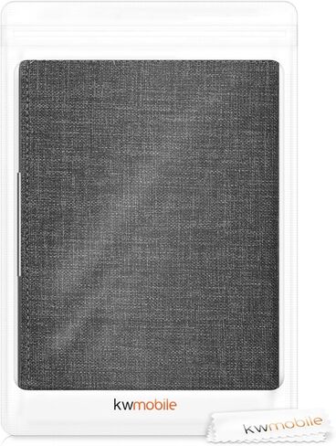 kwmobile Case Compatible with Kobo Glo HD/Touch 2.0 - Book Style Fabric e-Reader Cover Flip Folio Case - Dark Grey in Saudi Arabia