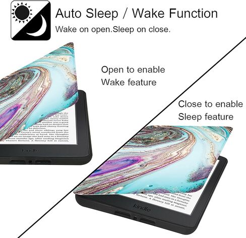 Case for All-New Kindle (10th Generation-2019 Release Only), Ultra Lightweight Premium PU Leather Shell Cover with Auto Wake/Sleep, NOT Fit Kindle Paperwhite 10th Gen 2018(Lake Blue Marble) in Saudi Arabia