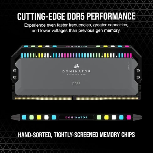 CORSAIR DOMINATOR PLATINUM RGB DDR5 RAM 64GB (2x32GB) 5600MHz CL40 AMD EXPO iCUE Compatible Computer Memory - Gray (CMT64GX5M2B5600Z40K) in Saudi Arabia